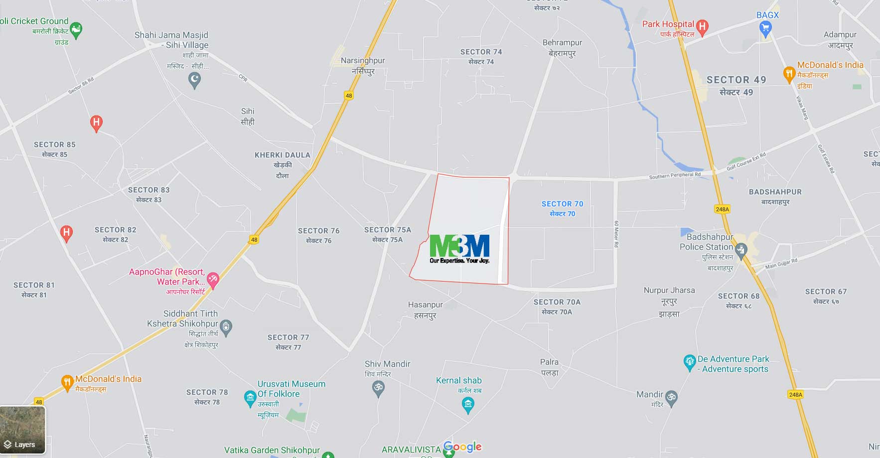 M3M Sector 75 Location Map